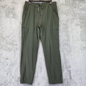 Eddie Bauer Pants Womens 12 Green Fleece-Lined Pull-On Jogger Zip Pockets Winter